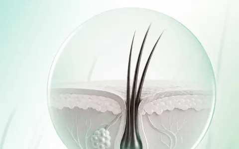 Hair follicle and surrounding cells, close up