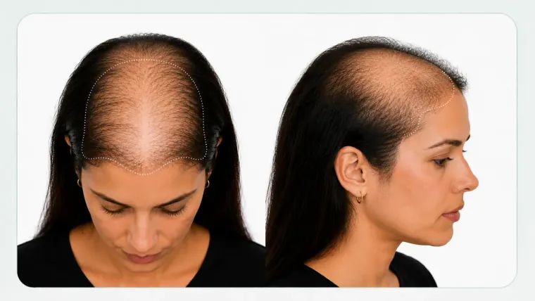 Beyond grade III, top of the scalp with loss beyond what grade III describes