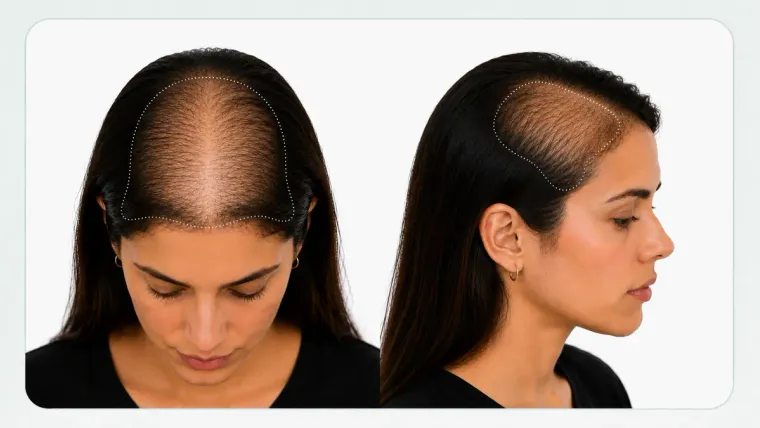 Grade III, top of the scalp with diffuse loss over the whole top area