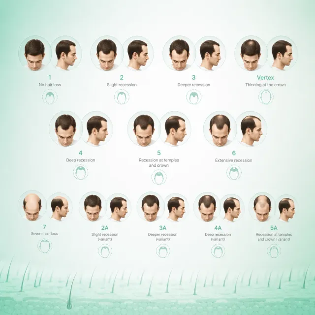 The Norwood scale of hair loss patterns
