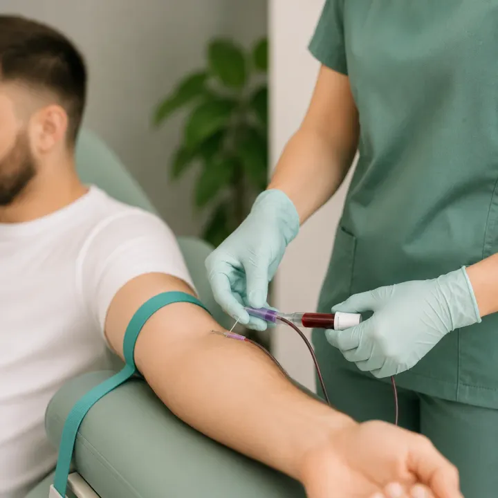 Step 1 of PRP, a small blood sample is drawn from the patient's arm