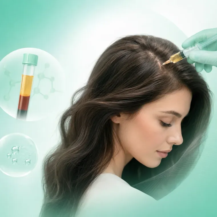 PRP hair therapy with platelet-rich plasma from the patient's own blood applied to the scalp