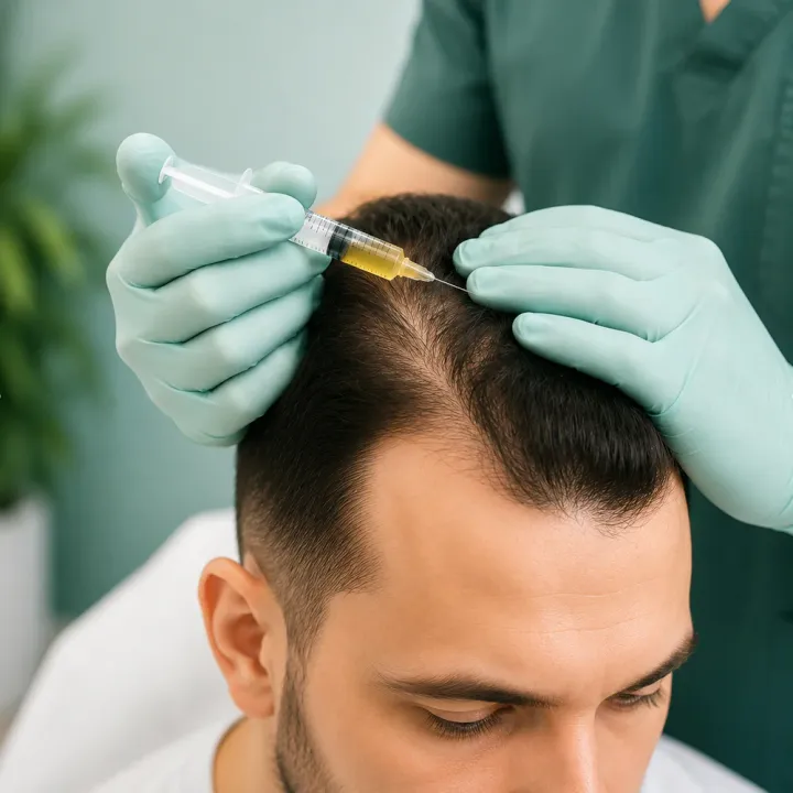Step 3 of PRP, the concentrated plasma is injected into thinning areas of the scalp