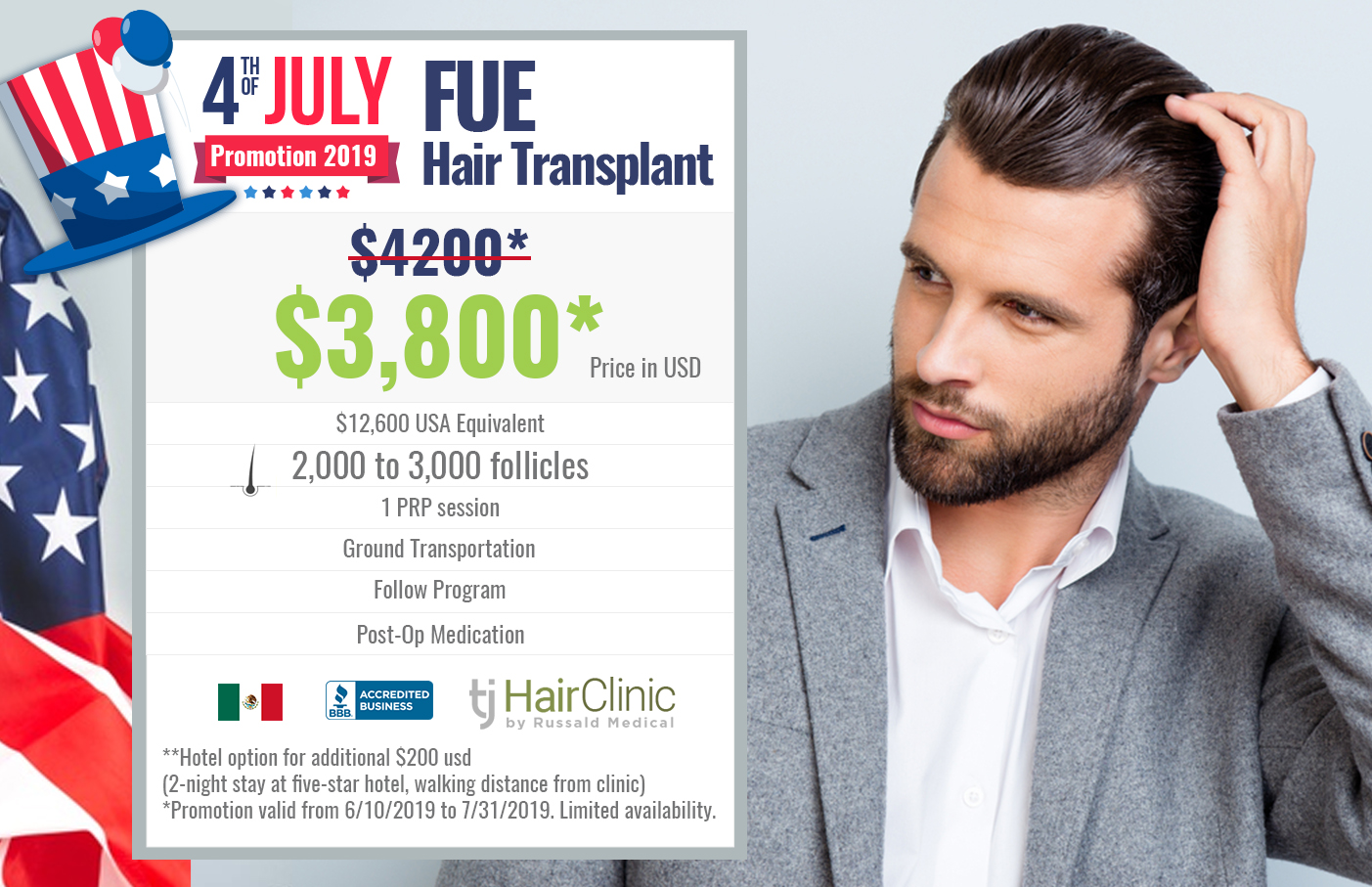 Fue Hair Transplant july 4th 2019 discount price